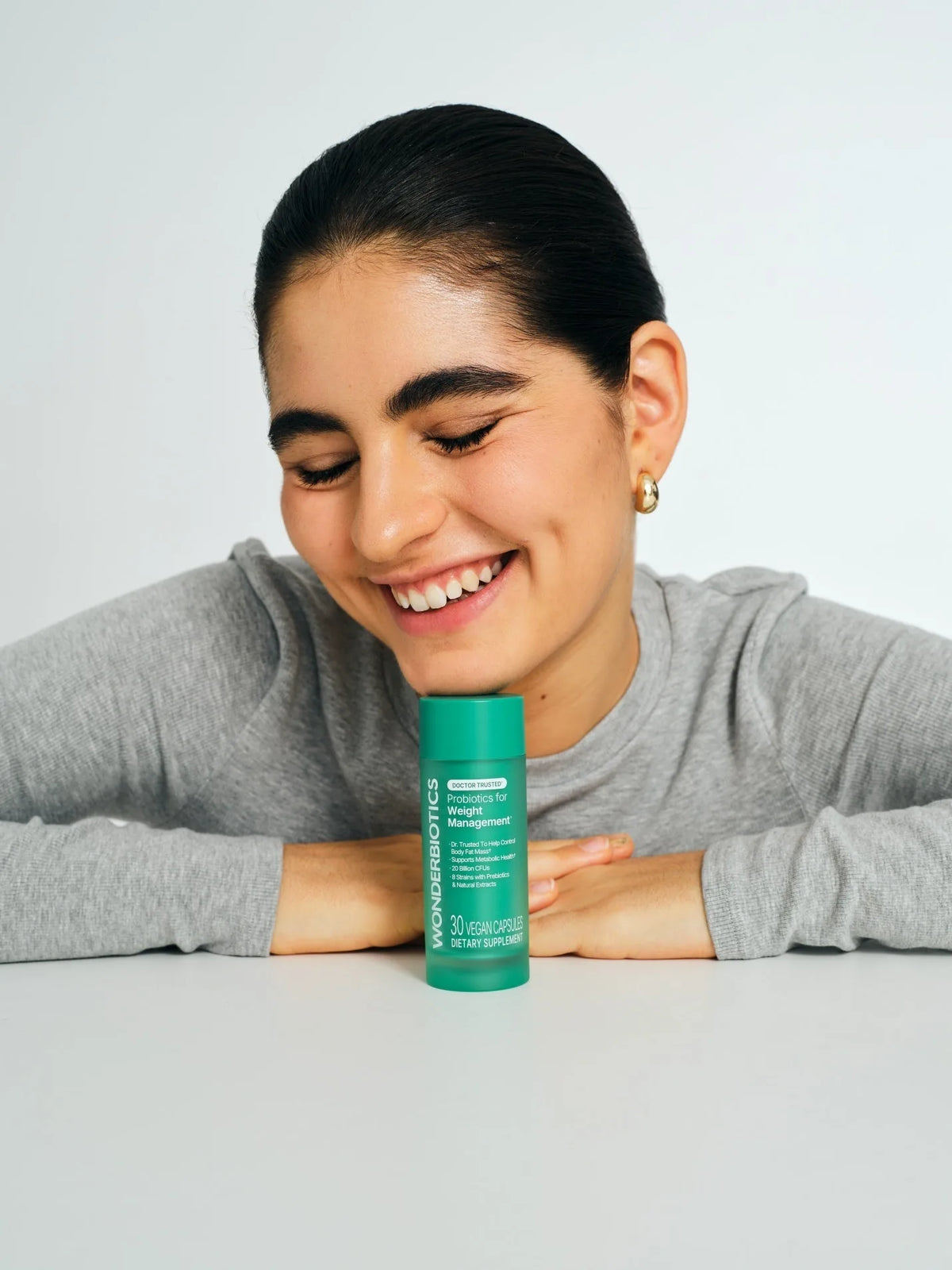 WonderBiotics product and lifestyle visual for GLP-1 companion support and microbiome-focused wellness.