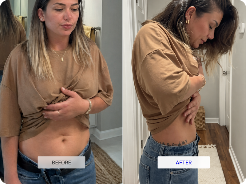 Customer wellness progress photo with before and after comparison.