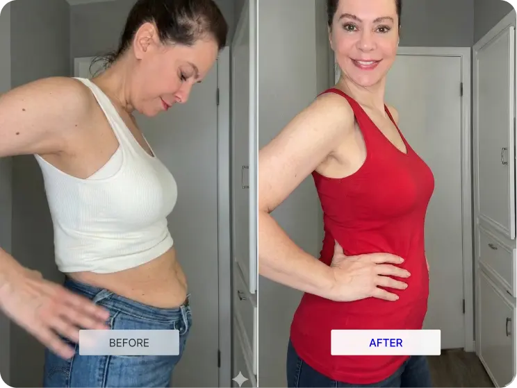 Customer progress photo with before and after labels.