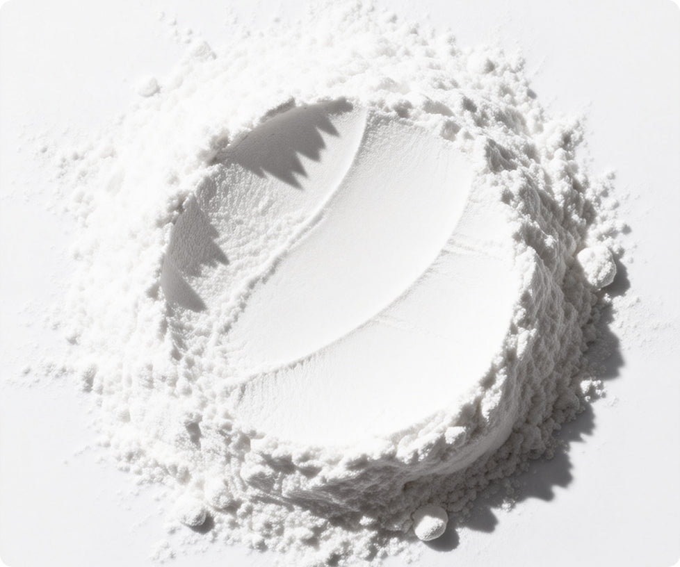 Footprint in snow with a white background