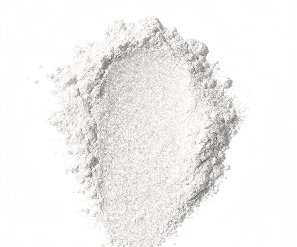 White powder on a white background