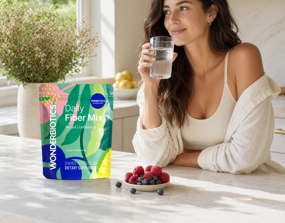 WonderBiotics Daily Fiber Mix product and routine image