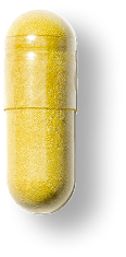 Yellow capsule-shaped container on a white background