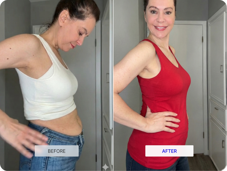 Customer wellness progress photo with before and after comparison.